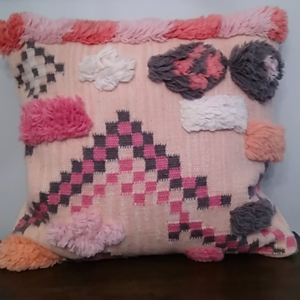 ANTHROPOLOGIE  hand tufted abstract pillow 20x20 inches.